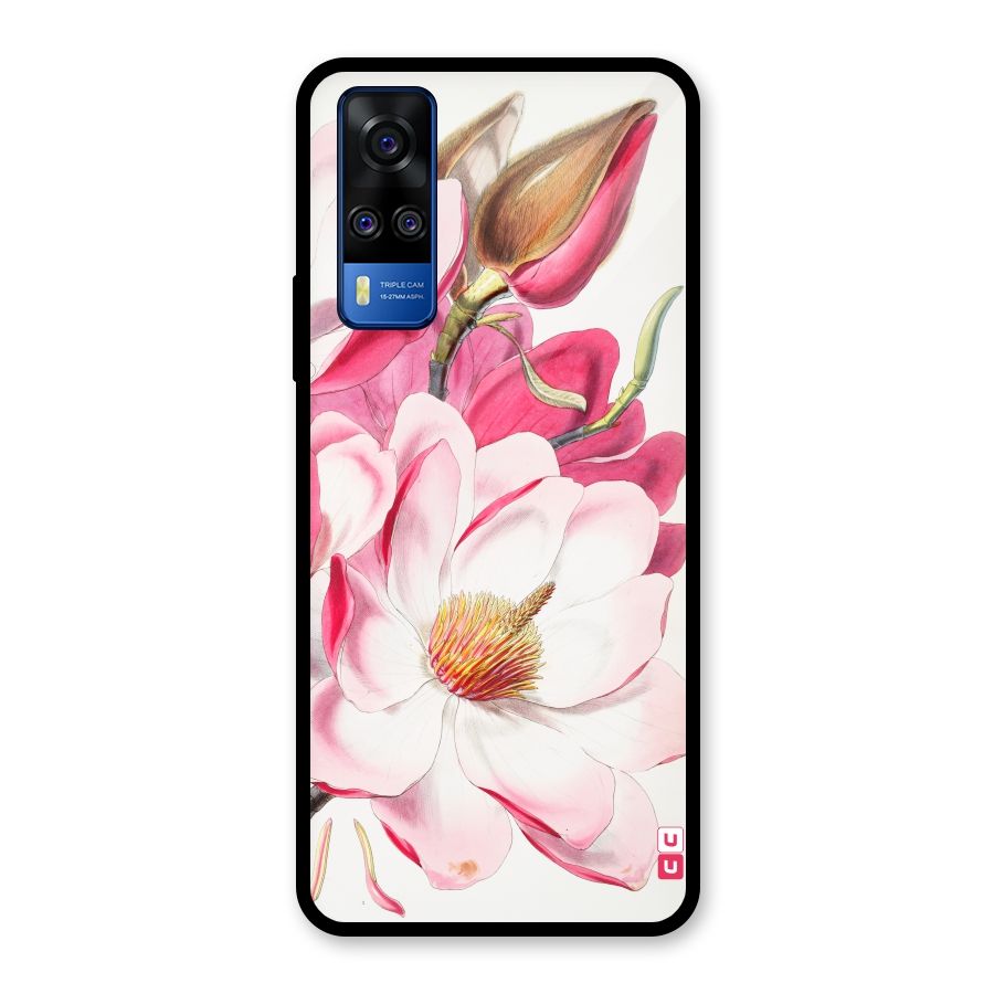 Pink Beautiful Flower Glass Back Case for Vivo Y31