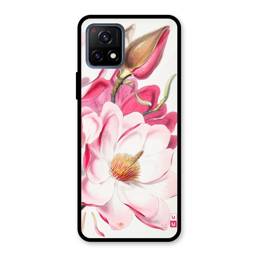 Pink Beautiful Flower Glass Back Case for Vivo Y72 5G