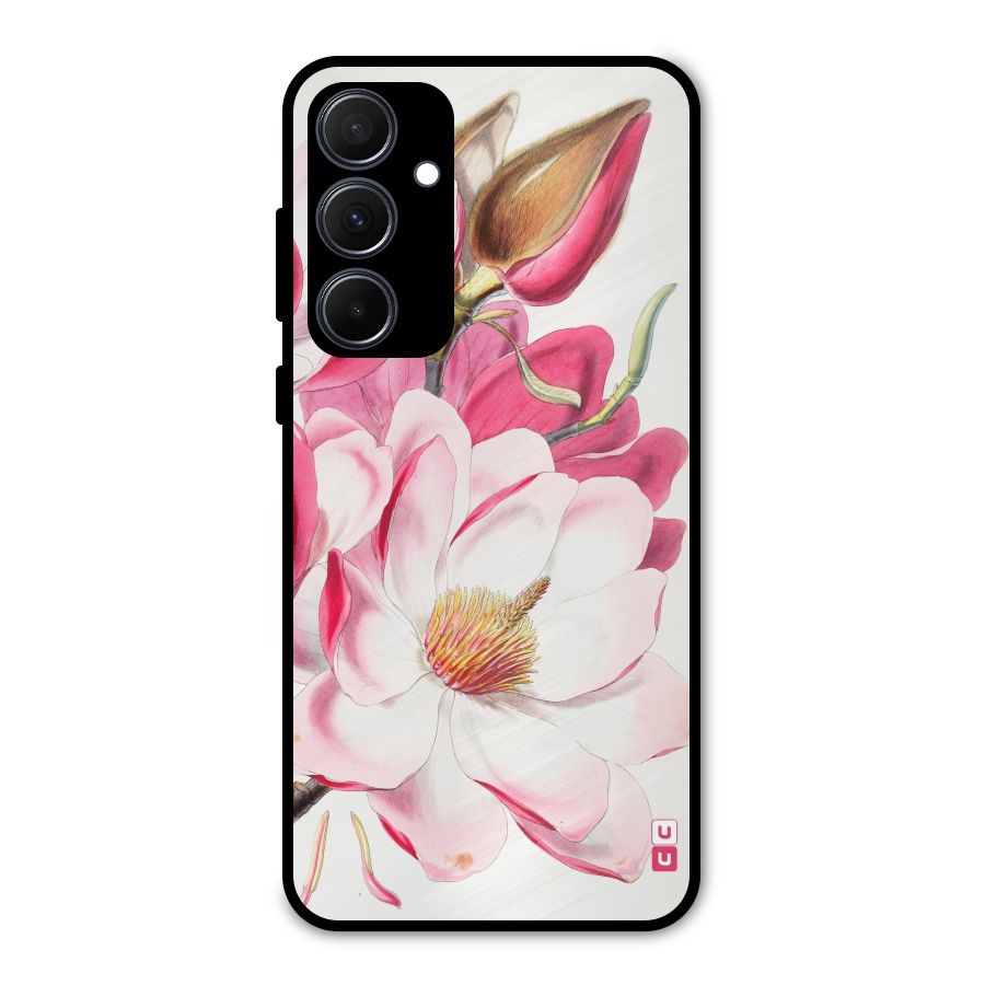 Pink Beautiful Flower Metal Back Case for Galaxy A35