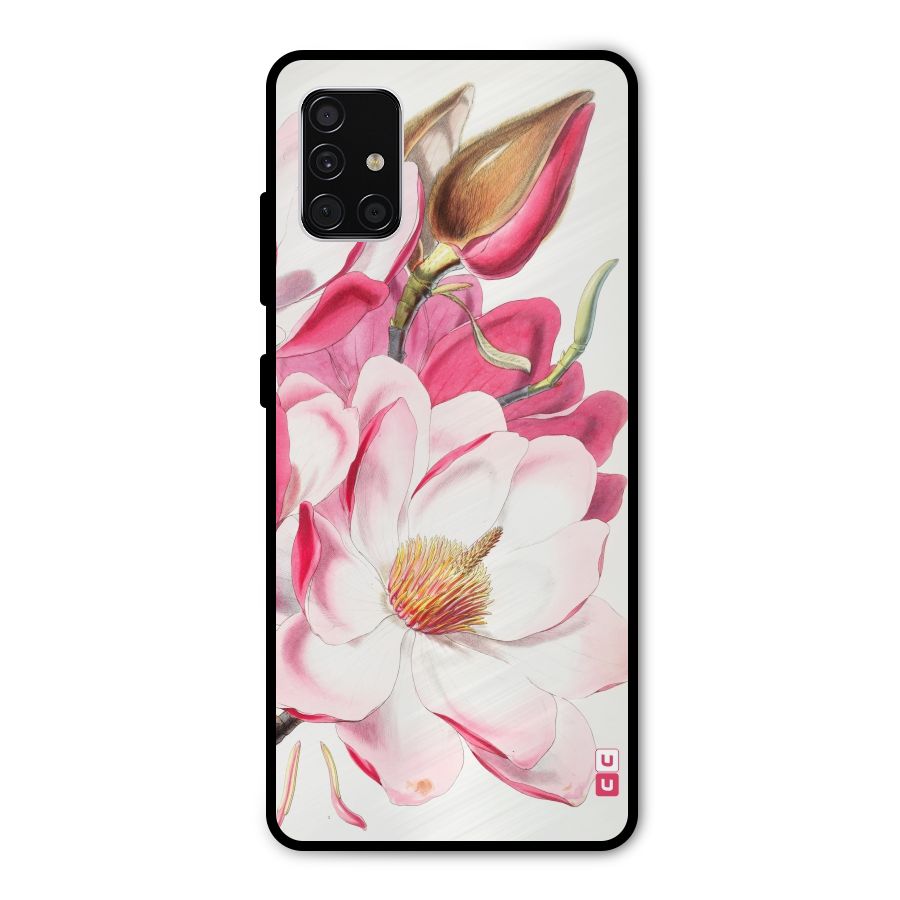 Pink Beautiful Flower Metal Back Case for Galaxy A51