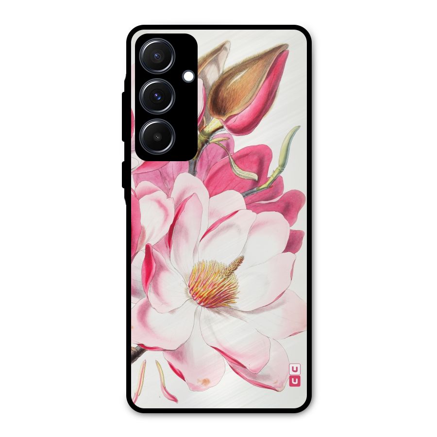 Pink Beautiful Flower Metal Back Case for Galaxy A55