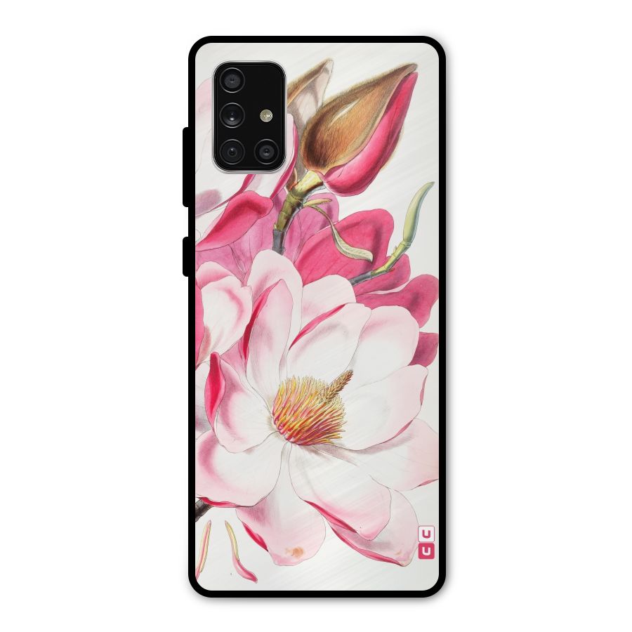 Pink Beautiful Flower Metal Back Case for Galaxy A71