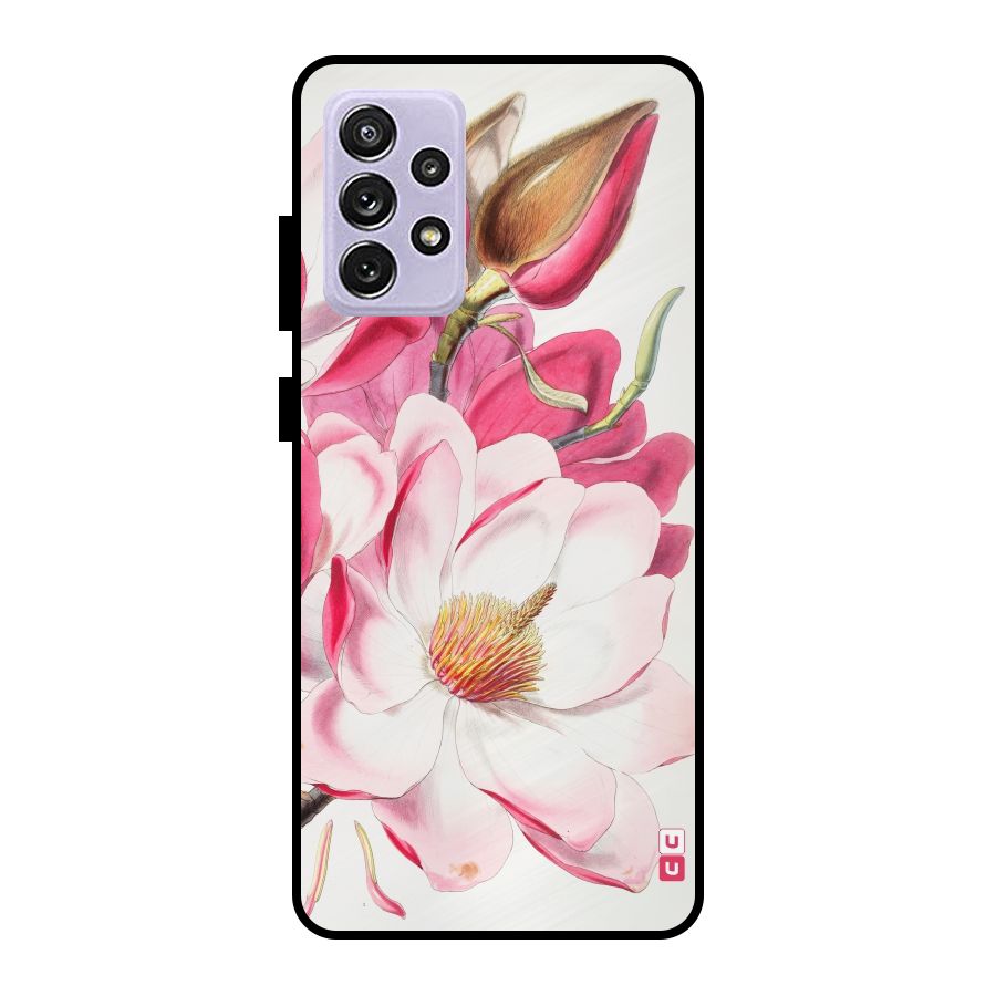 Pink Beautiful Flower Metal Back Case for Galaxy A72