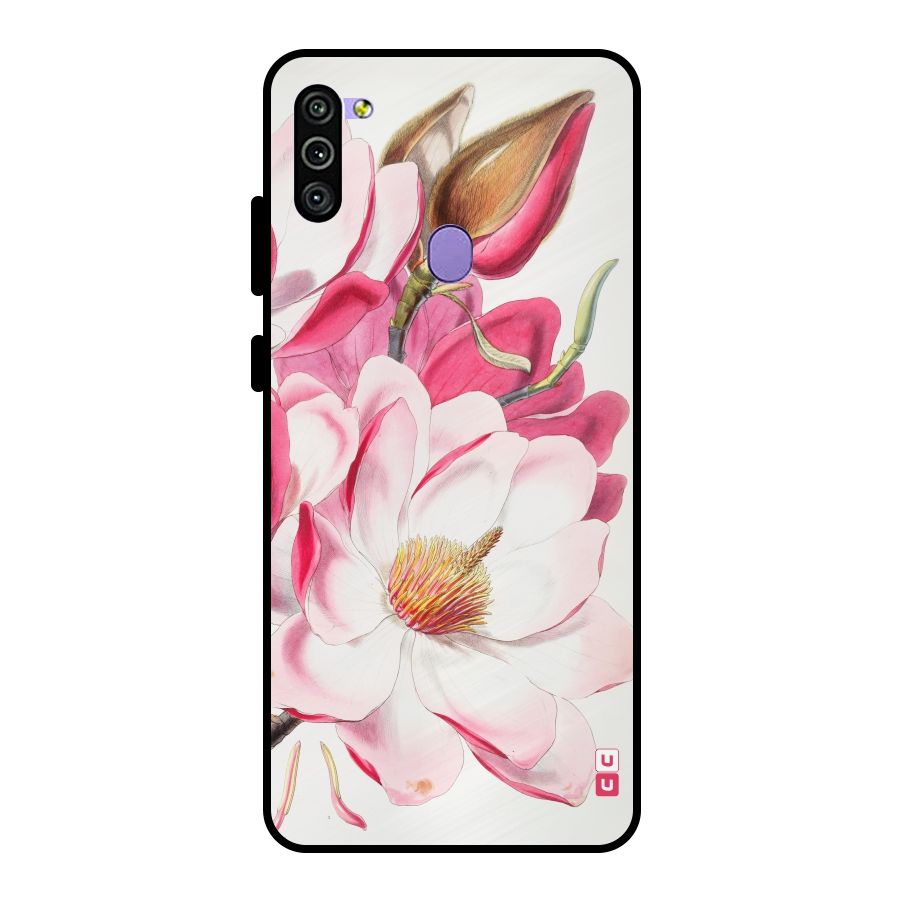 Pink Beautiful Flower Metal Back Case for Galaxy M11