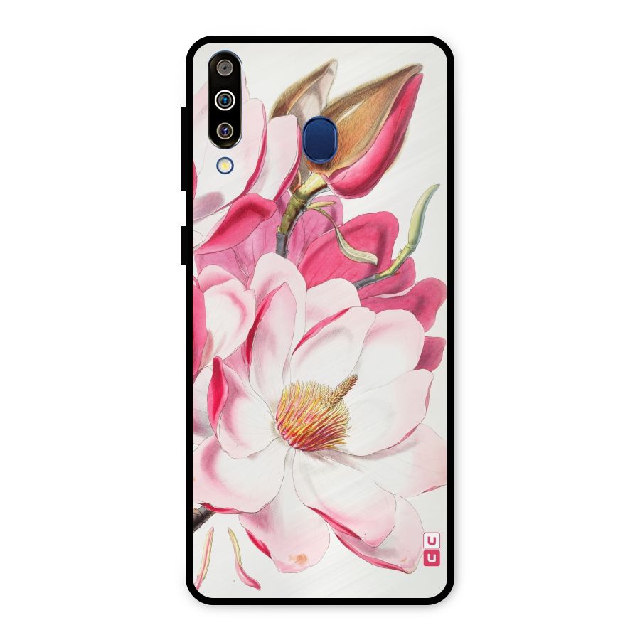 Pink Beautiful Flower Metal Back Case for Galaxy M30