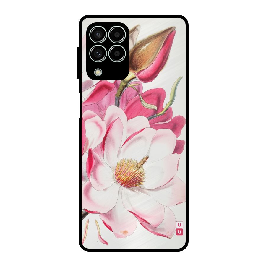Pink Beautiful Flower Metal Back Case for Galaxy M33