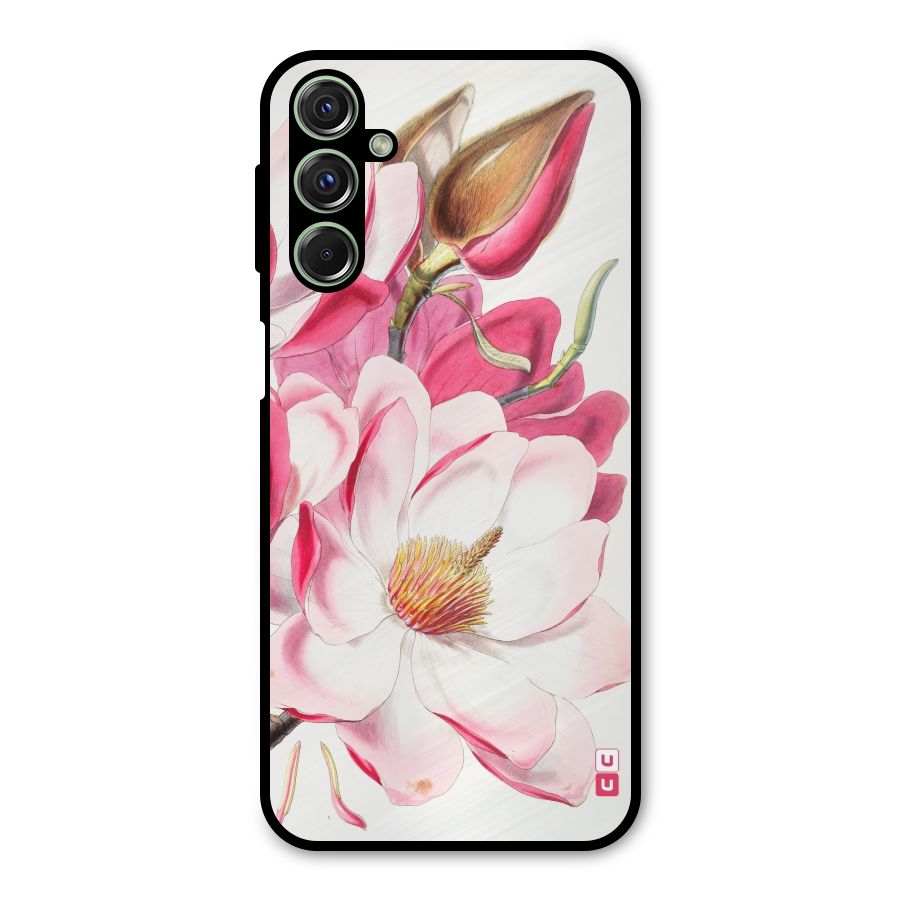 Pink Beautiful Flower Metal Back Case for Galaxy M34