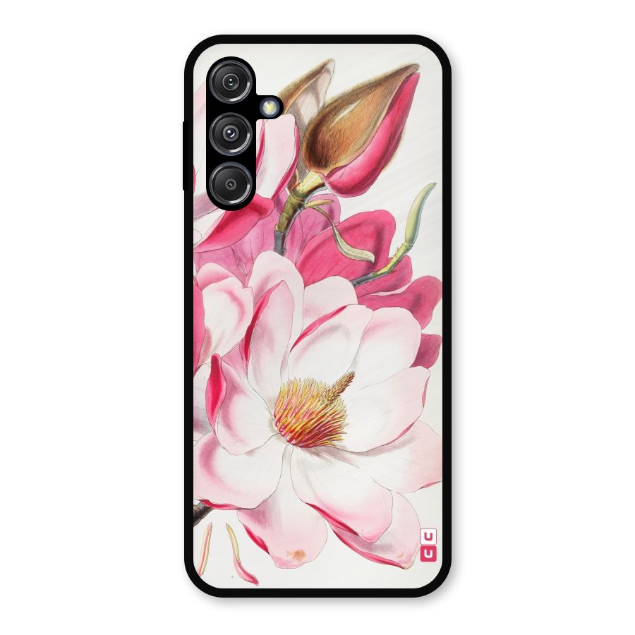 Pink Beautiful Flower Metal Back Case for Galaxy M34 5G