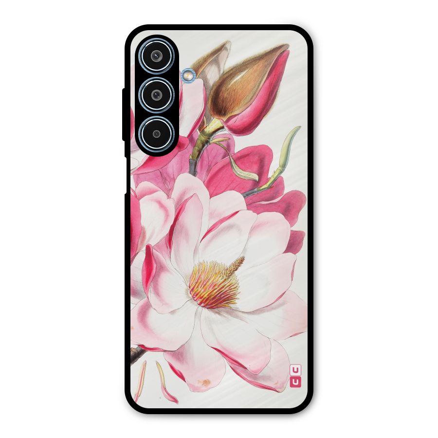 Pink Beautiful Flower Metal Back Case for Galaxy M35