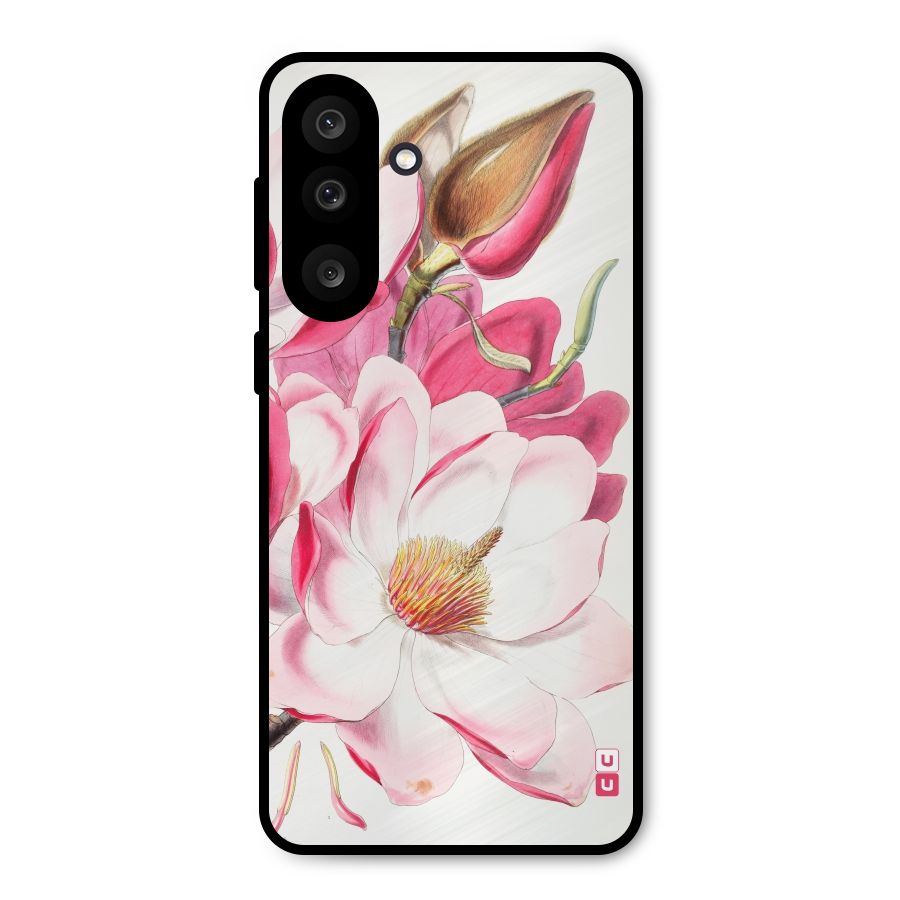 Pink Beautiful Flower Metal Back Case for Galaxy M56