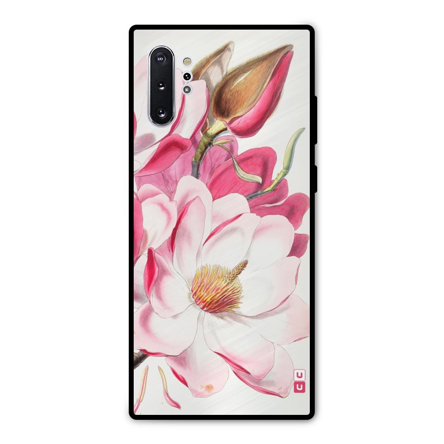Pink Beautiful Flower Metal Back Case for Galaxy Note 10 Plus