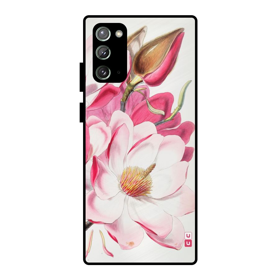Pink Beautiful Flower Metal Back Case for Galaxy Note 20