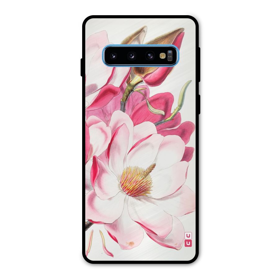 Pink Beautiful Flower Metal Back Case for Galaxy S10