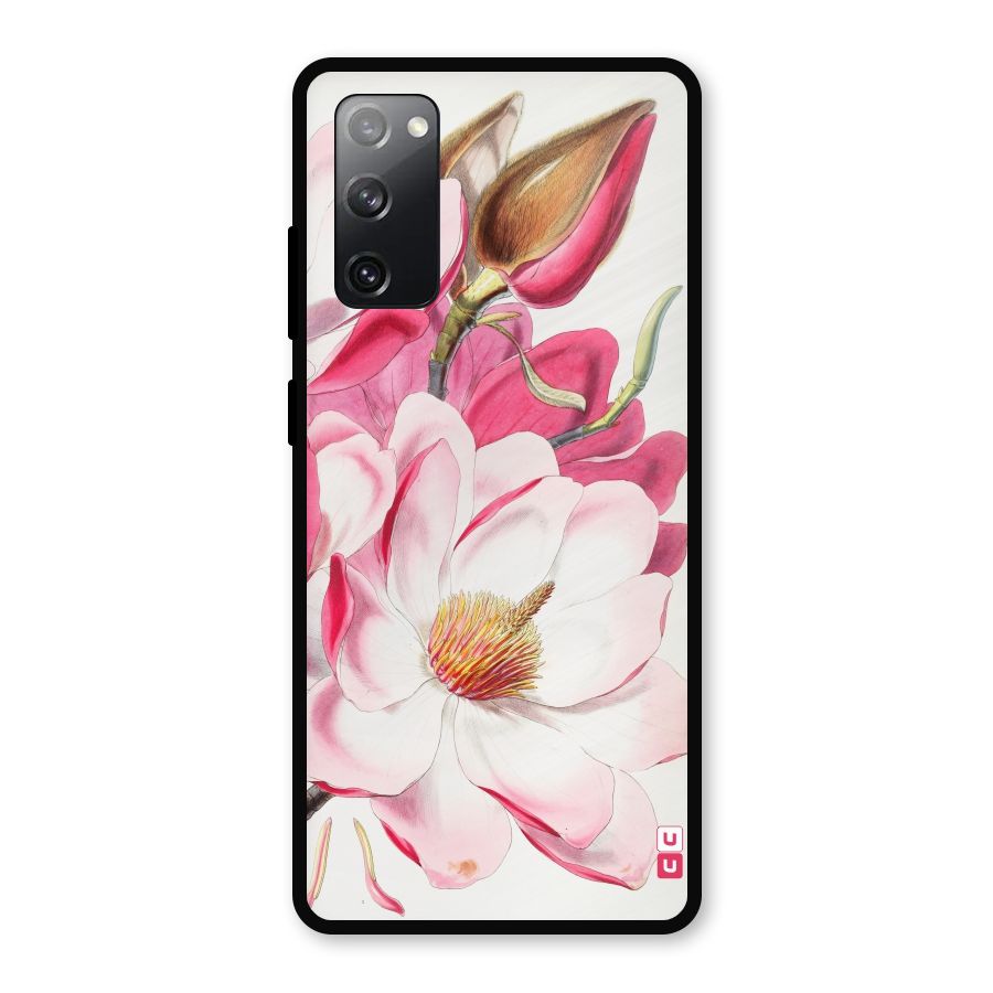 Pink Beautiful Flower Metal Back Case for Galaxy S20 FE 5G