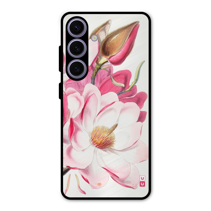 Pink Beautiful Flower Metal Back Case for Galaxy S24