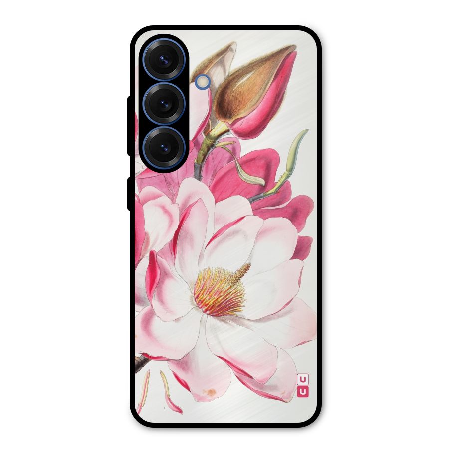 Pink Beautiful Flower Metal Back Case for Galaxy S25