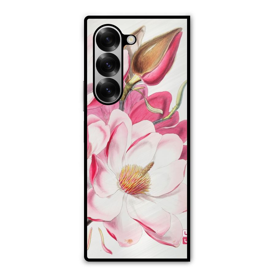 Pink Beautiful Flower Metal Back Case for Galaxy Z Fold6