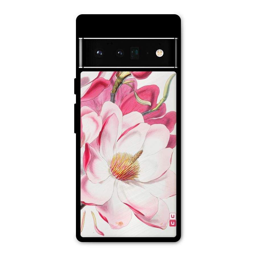 Pink Beautiful Flower Metal Back Case for Google Pixel 6 Pro