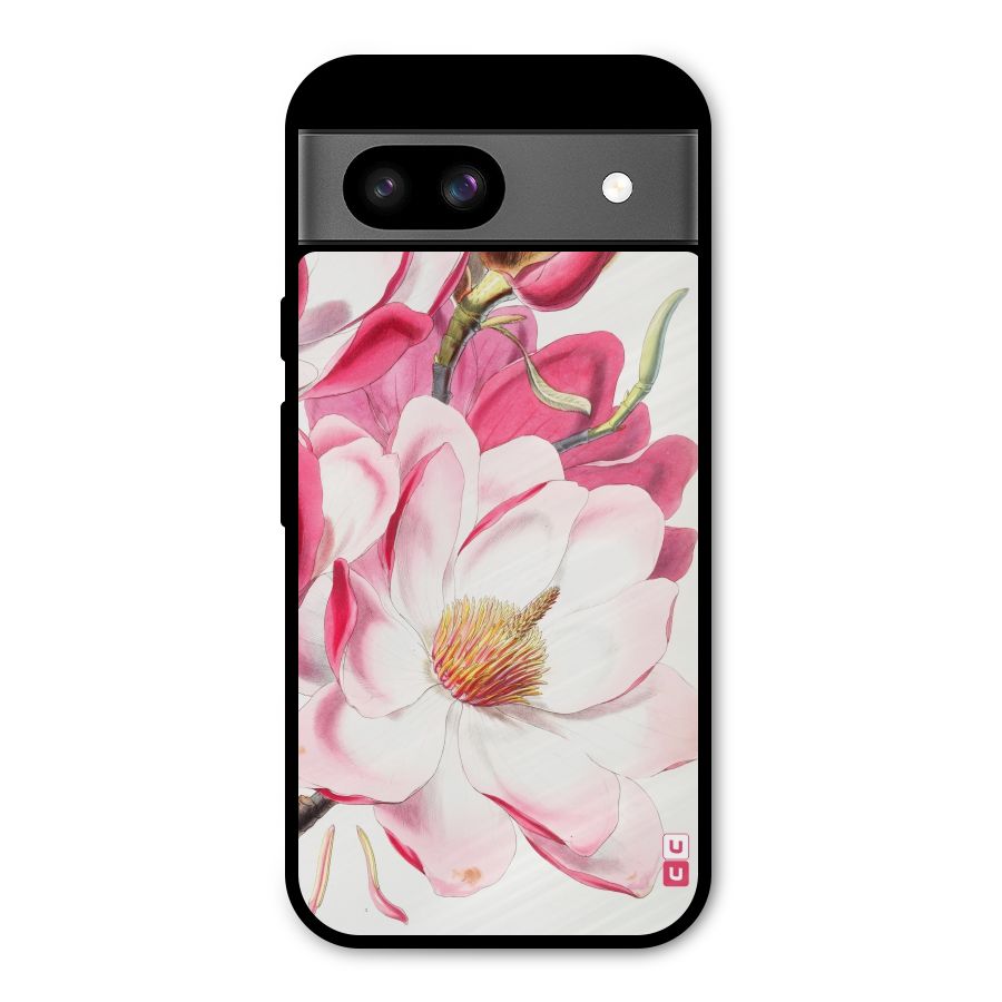 Pink Beautiful Flower Metal Back Case for Google Pixel 8a