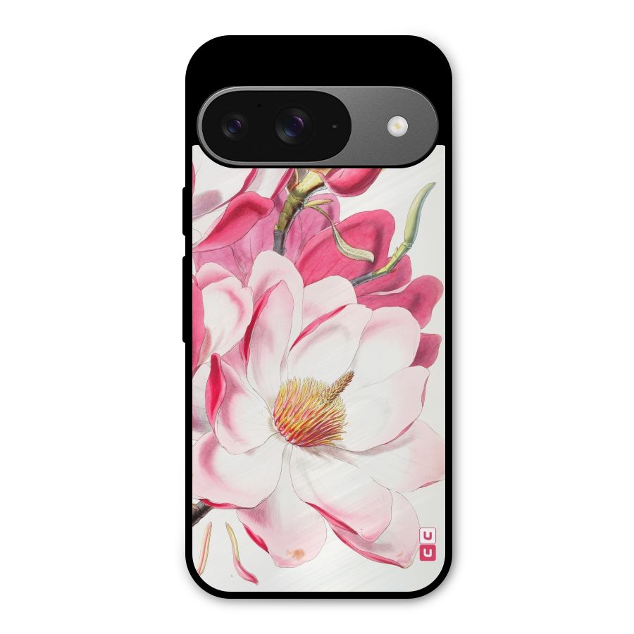 Pink Beautiful Flower Metal Back Case for Google Pixel 9
