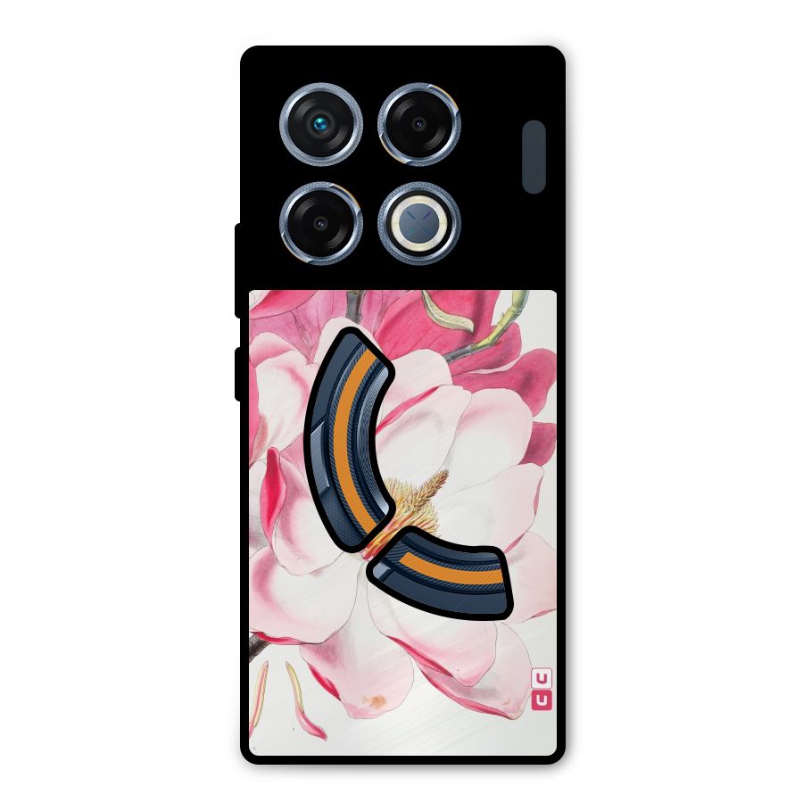 Pink Beautiful Flower Metal Back Case for Infinix GT 20 Pro