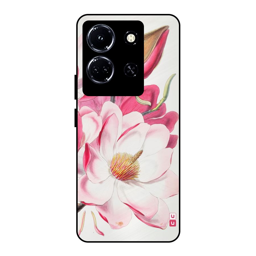 Pink Beautiful Flower Metal Back Case for Infinix Note 30 5G
