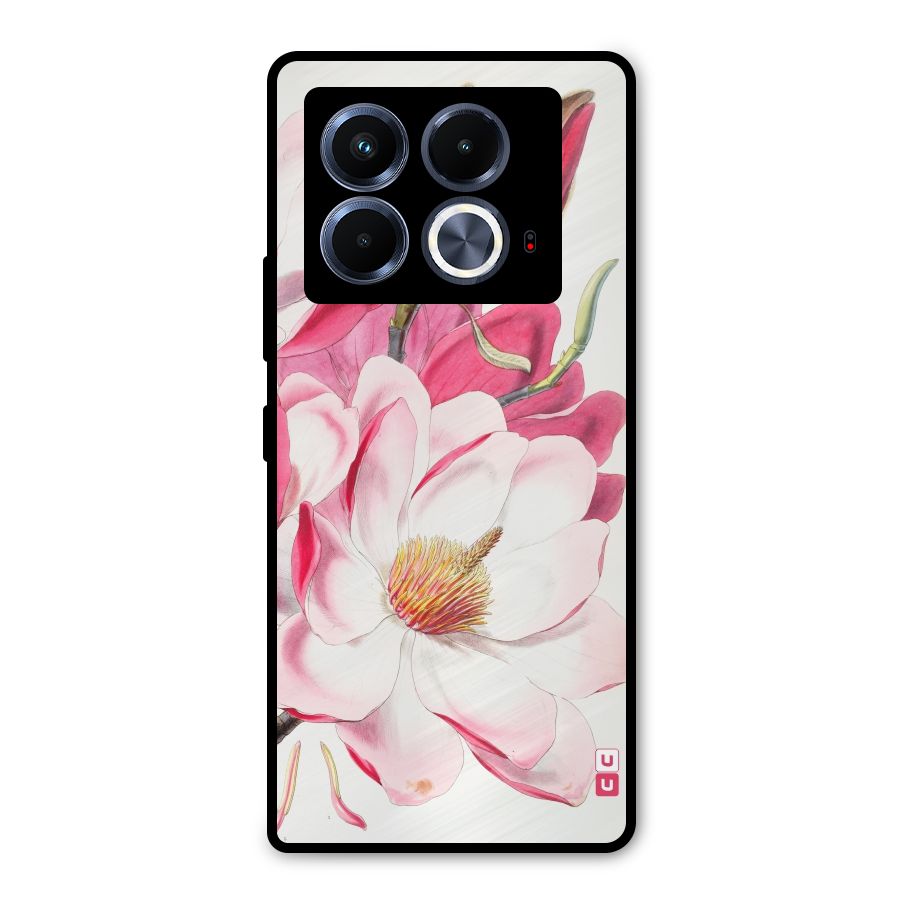 Pink Beautiful Flower Metal Back Case for Infinix Note 40 5G