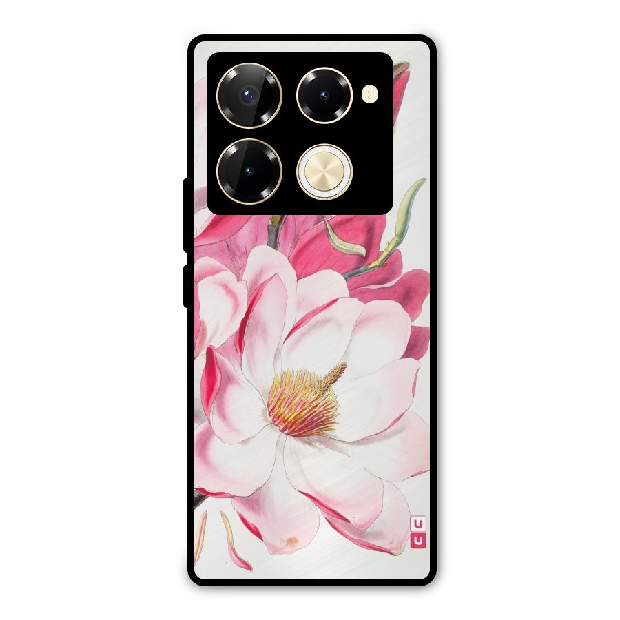 Pink Beautiful Flower Metal Back Case for Infinix Note 40 Pro