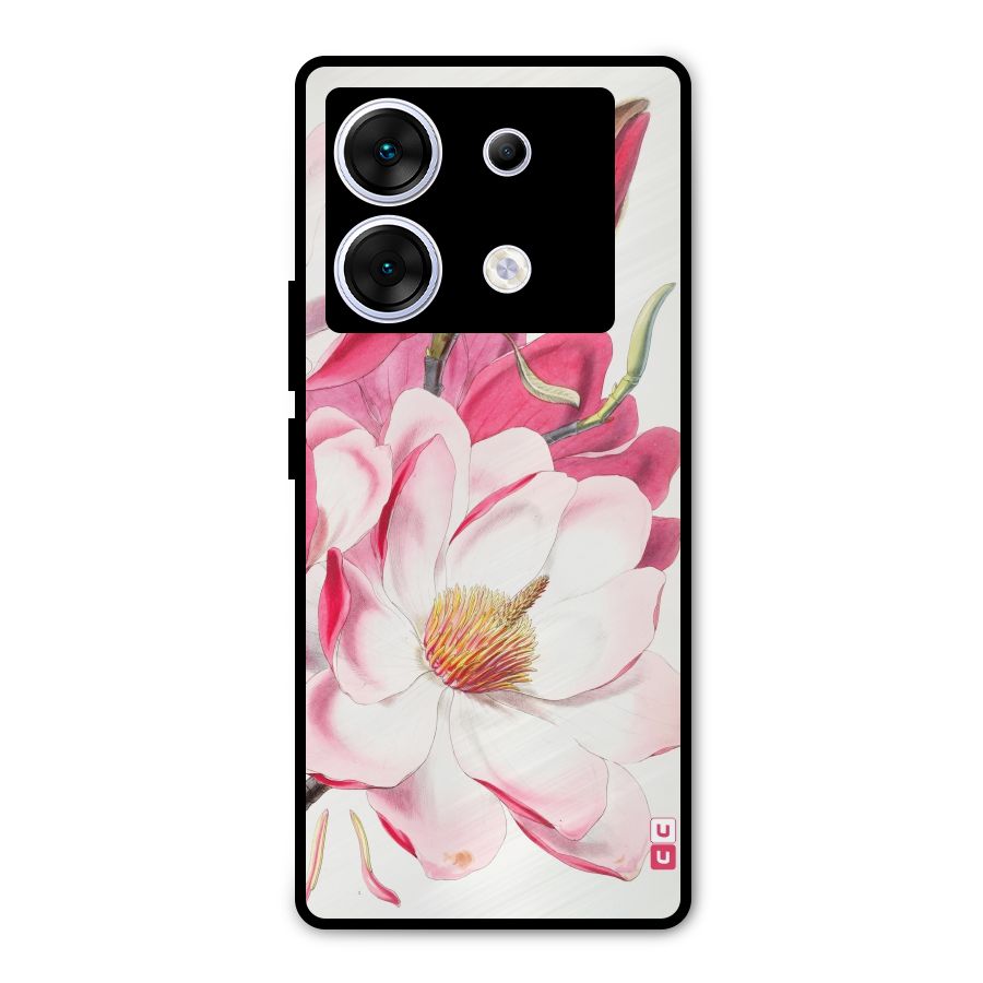 Pink Beautiful Flower Metal Back Case for Infinix Zero 30 5G