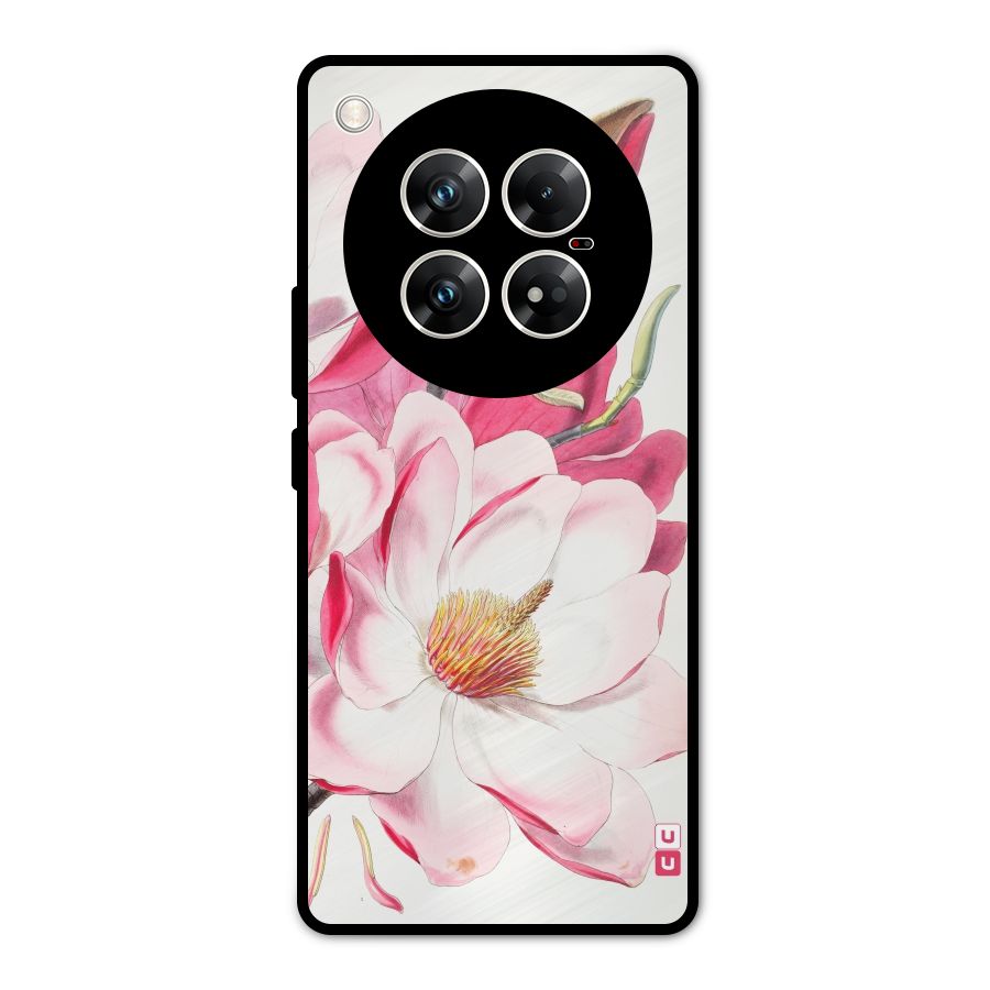 Pink Beautiful Flower Metal Back Case for Infinix Zero 40 5G