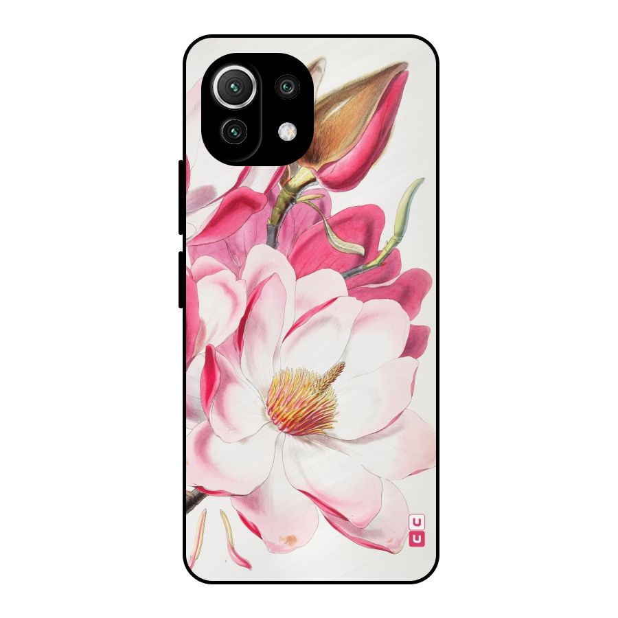 Pink Beautiful Flower Metal Back Case for Mi 11 Lite