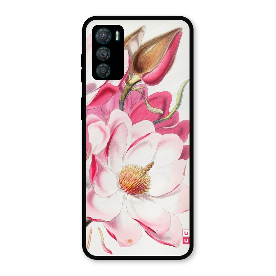 Pink Beautiful Flower Metal Back Case for Moto G42