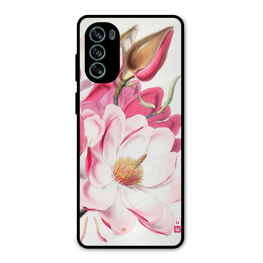 Pink Beautiful Flower Metal Back Case for Moto G62