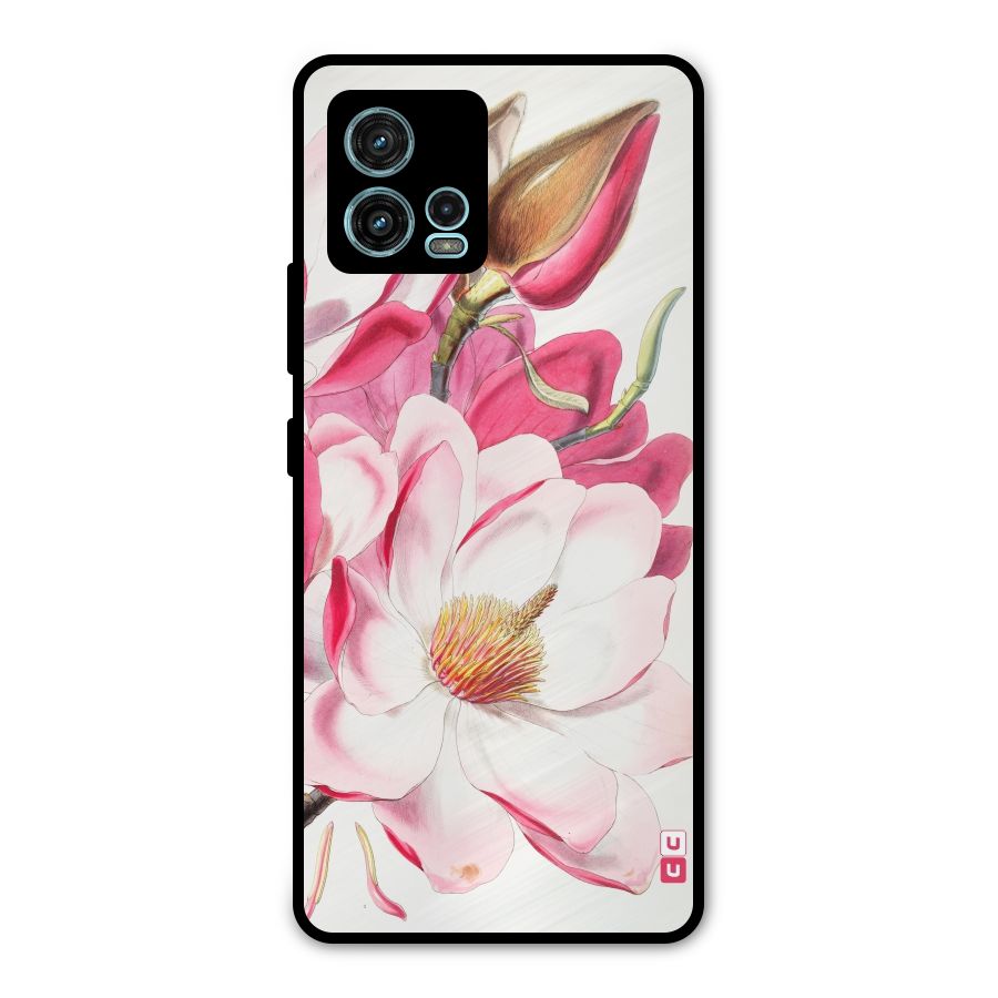 Pink Beautiful Flower Metal Back Case for Moto G72