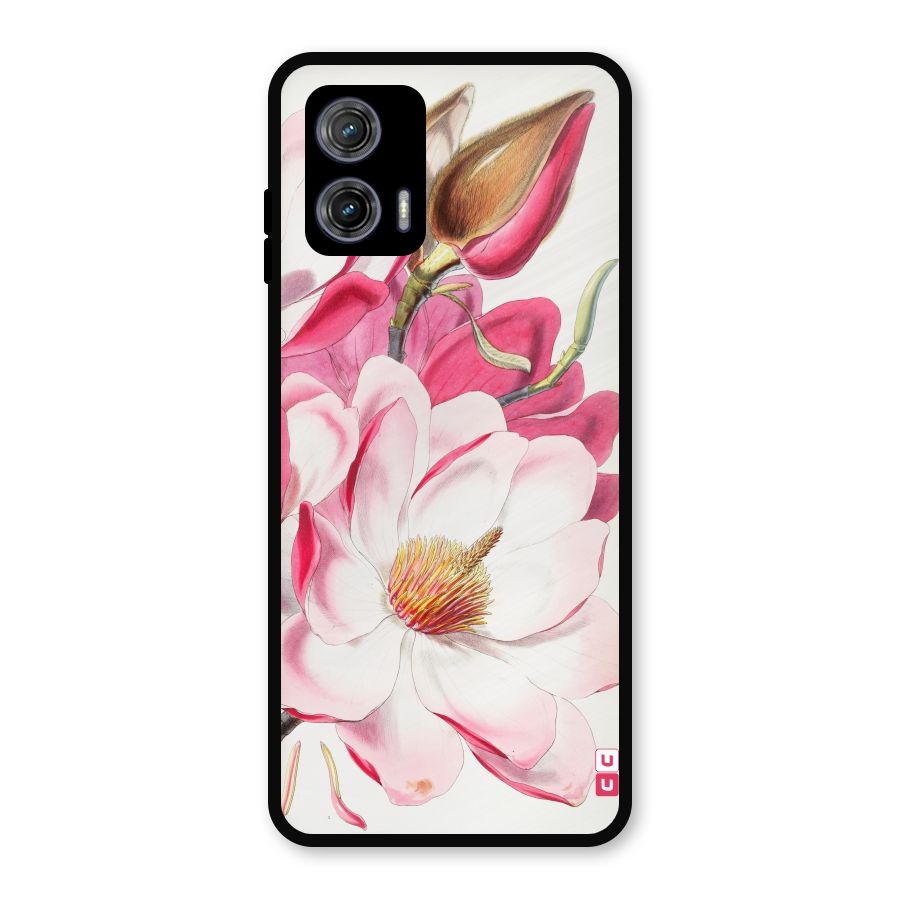 Pink Beautiful Flower Metal Back Case for Moto G73