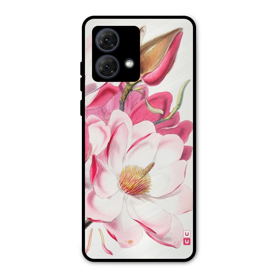 Pink Beautiful Flower Metal Back Case for Moto G84