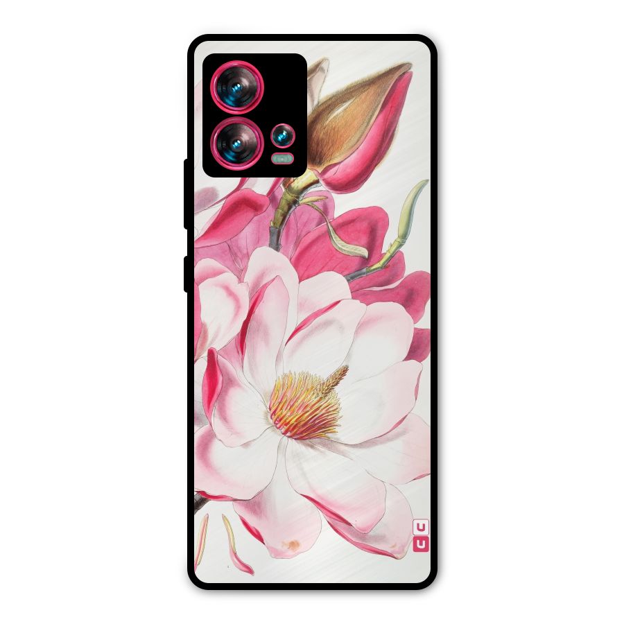 Pink Beautiful Flower Metal Back Case for Motorola Edge 30 Fusion