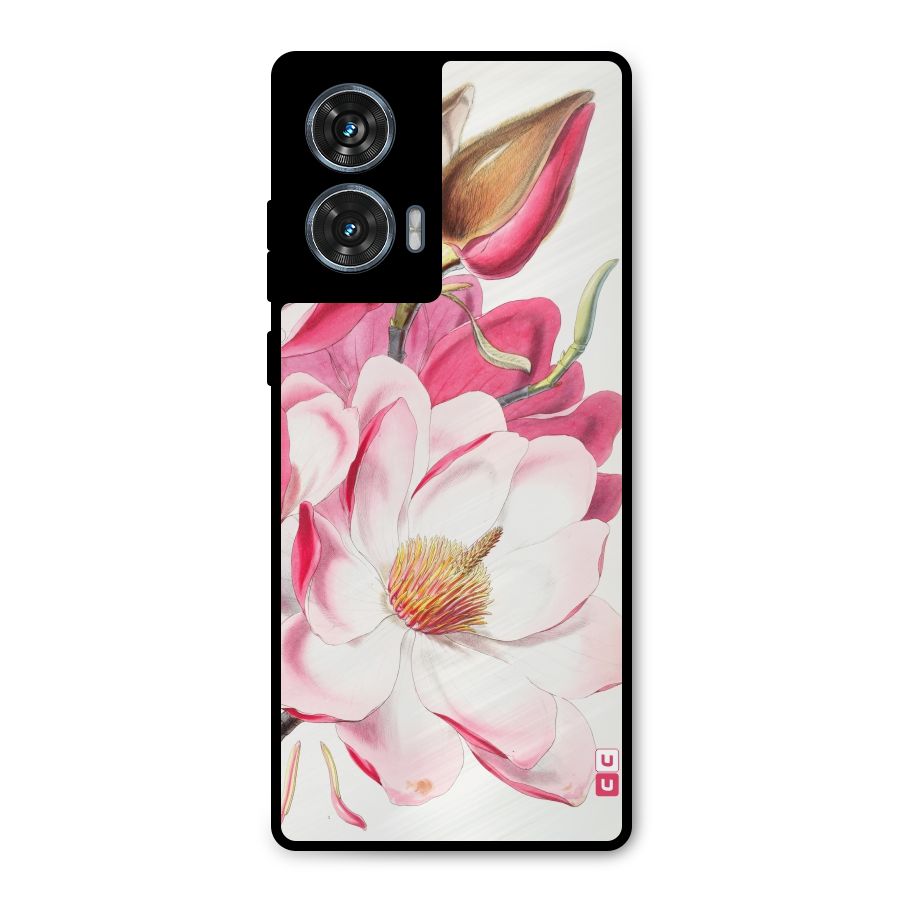 Pink Beautiful Flower Metal Back Case for Motorola Edge 50 Fusion