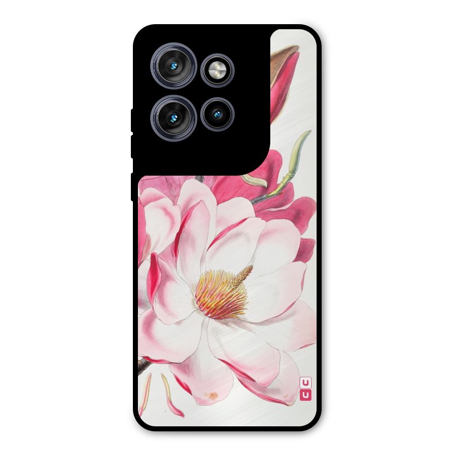 Pink Beautiful Flower Metal Back Case for Motorola Edge 50 Neo