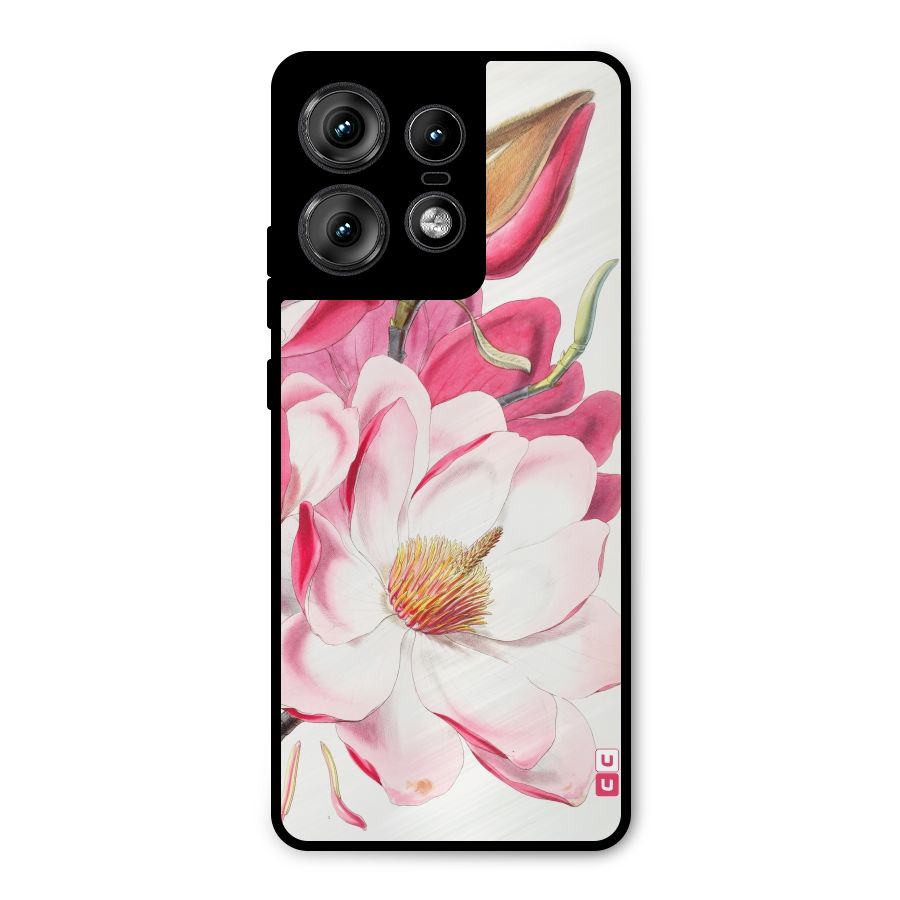 Pink Beautiful Flower Metal Back Case for Motorola Edge 50 Pro