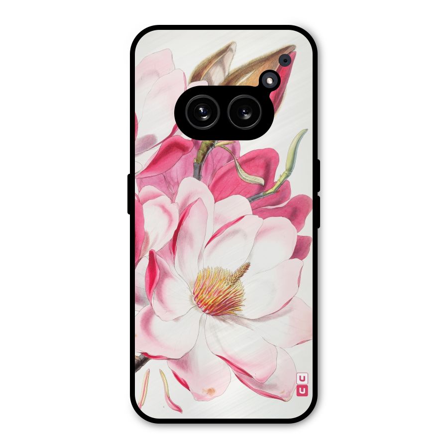 Pink Beautiful Flower Metal Back Case for Nothing Phone 2a Plus