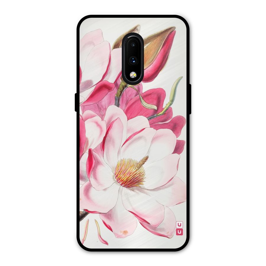 Pink Beautiful Flower Metal Back Case for OnePlus 7
