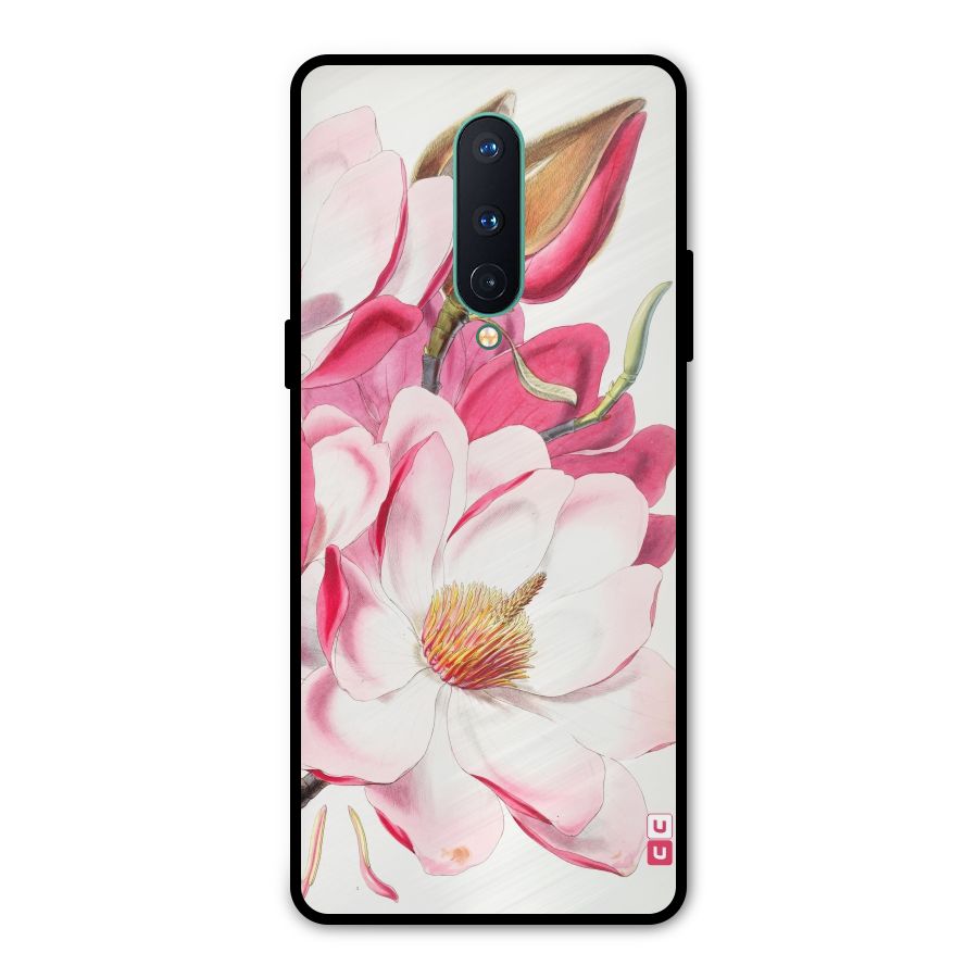 Pink Beautiful Flower Metal Back Case for OnePlus 8