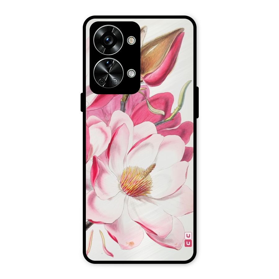 Pink Beautiful Flower Metal Back Case for OnePlus Nord 2T