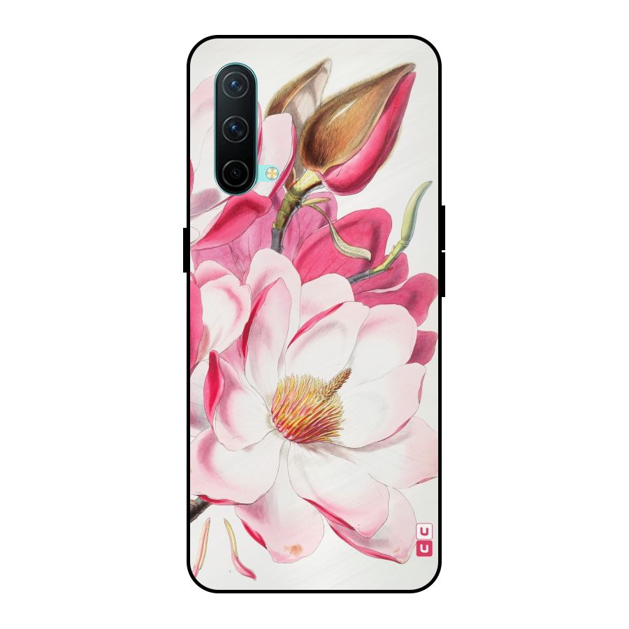 Pink Beautiful Flower Metal Back Case for OnePlus Nord CE 5G