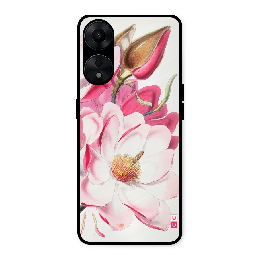 Pink Beautiful Flower Metal Back Case for Oppo A78 5G