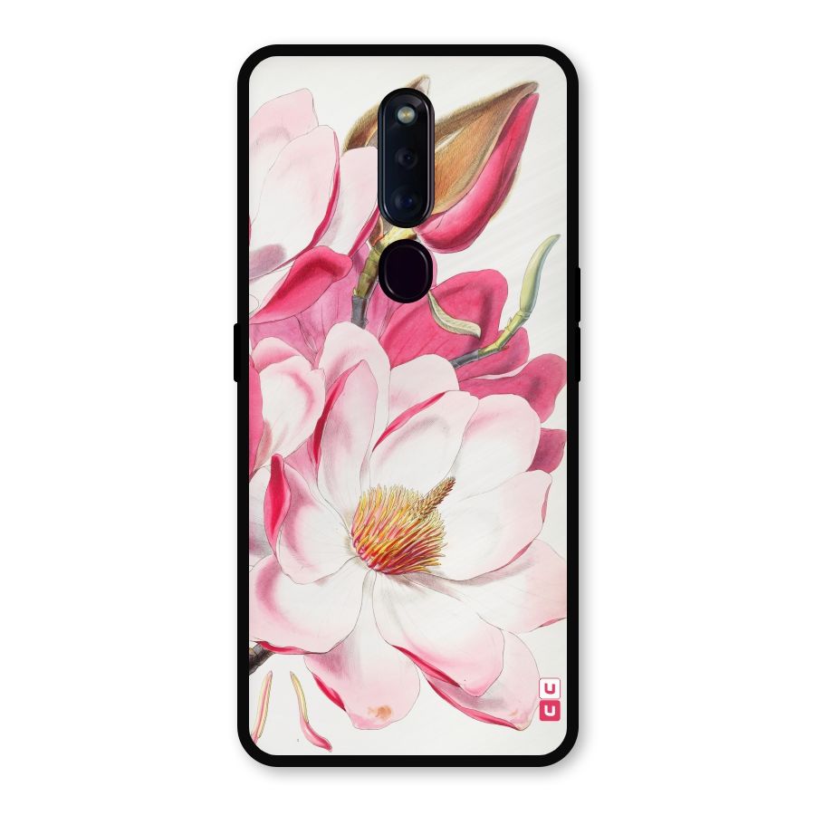 Pink Beautiful Flower Metal Back Case for Oppo F11 Pro