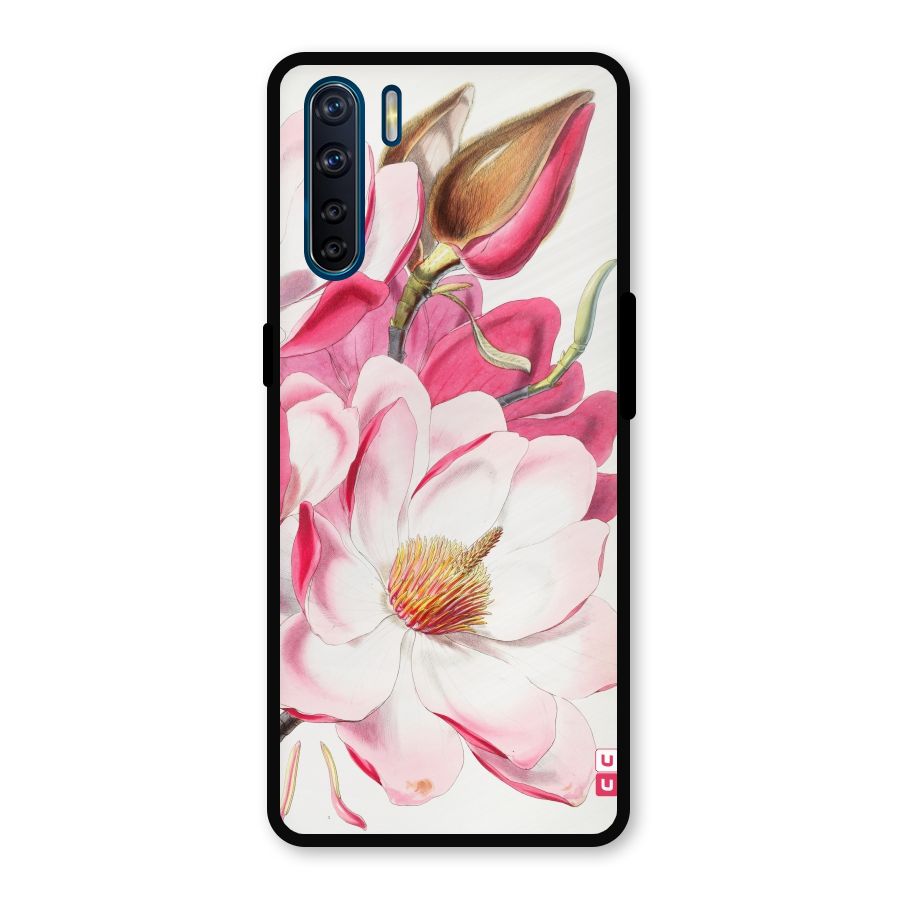 Pink Beautiful Flower Metal Back Case for Oppo F15