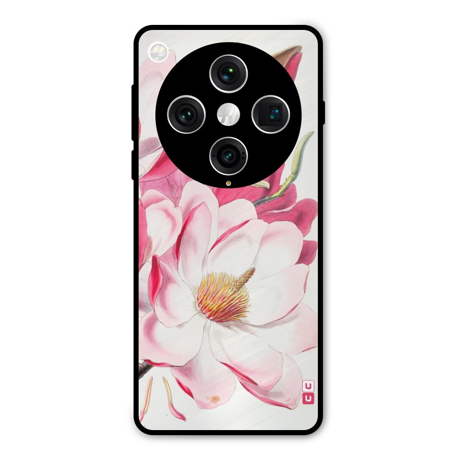 Pink Beautiful Flower Metal Back Case for Oppo Find X8 Pro