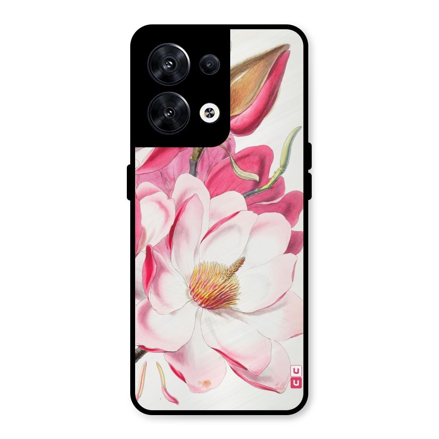 Pink Beautiful Flower Metal Back Case for Oppo Reno8 5G